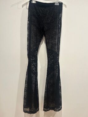 Dolls Kill Current Mood Black Lace Flare Pants women’s size medium new